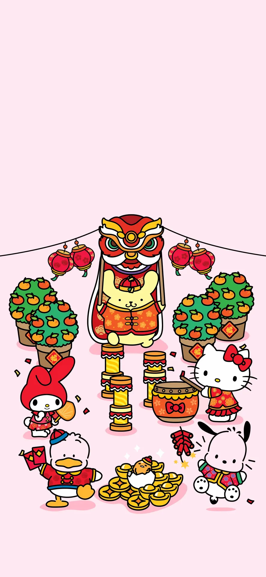 Hello Kitty and Sanrio Friends Chinese New Year Celebration Wallpaper