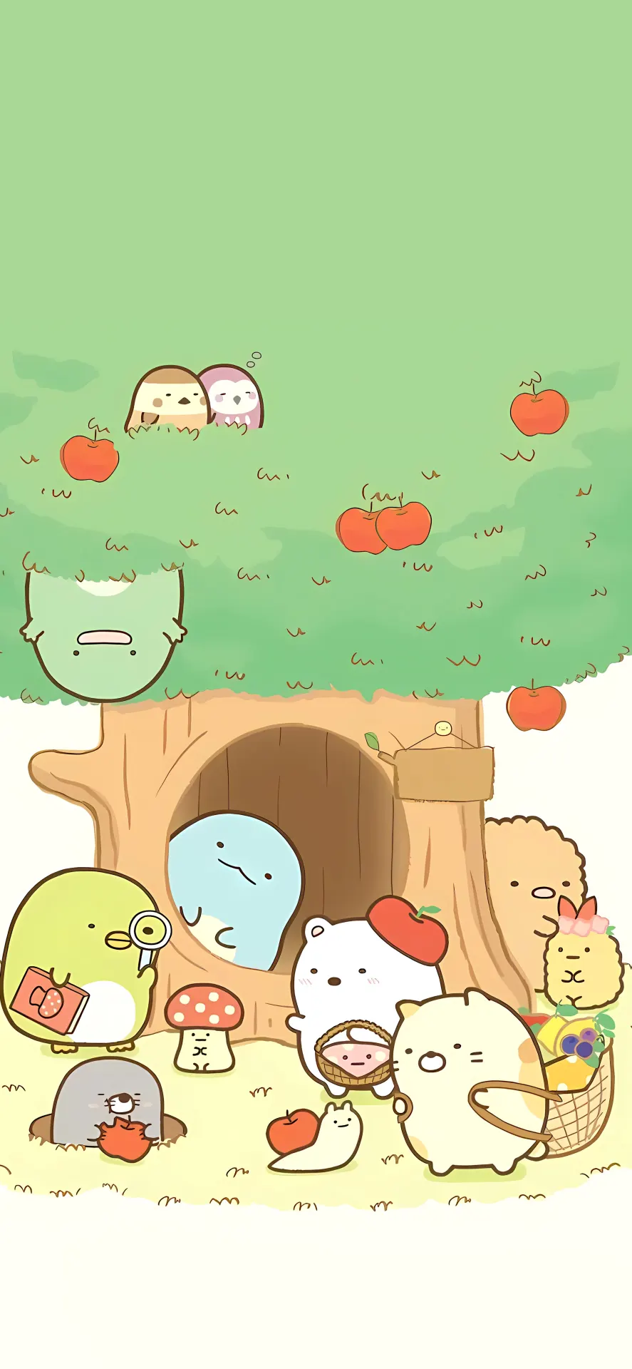 Sumikko Gurashi Apple Tree Forest Cute Wallpaper