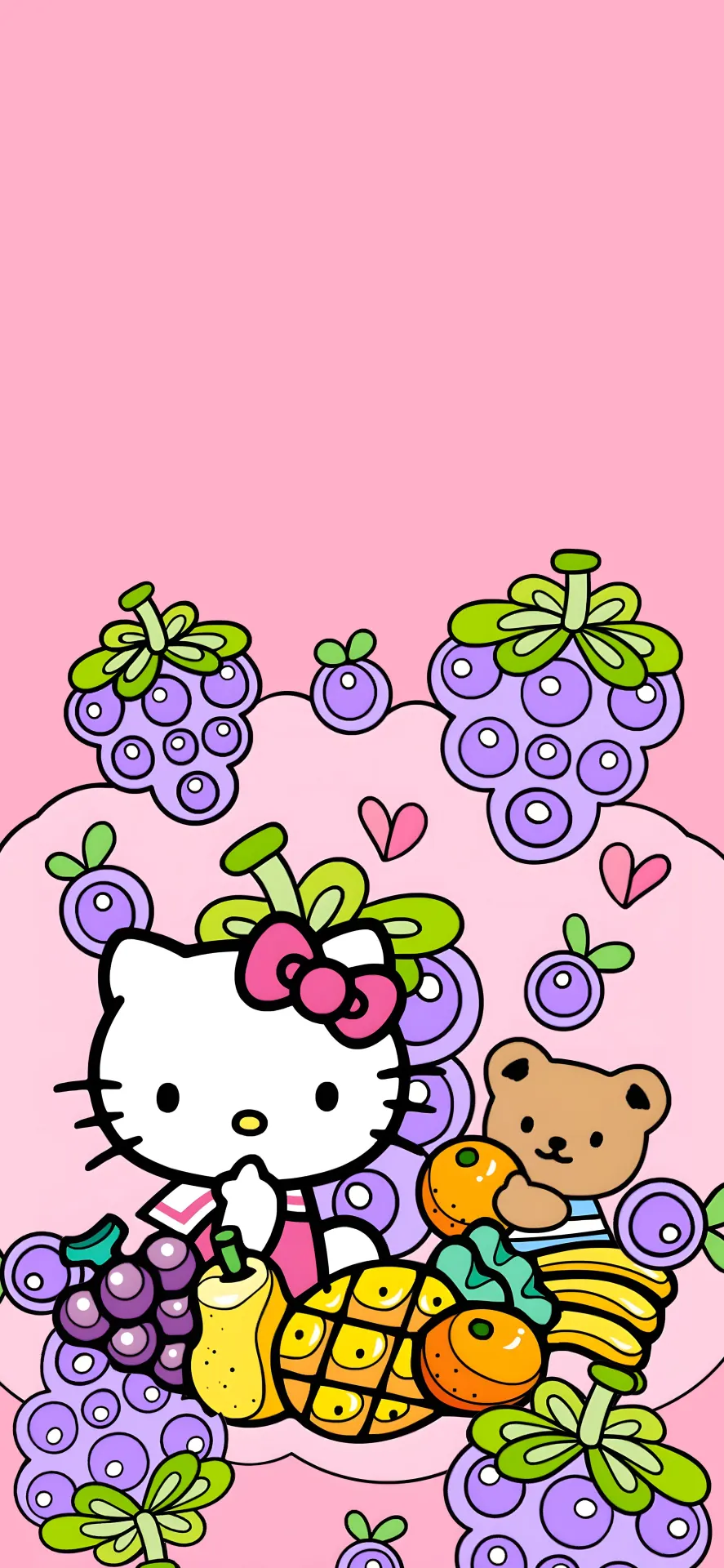 Hello Kitty Cute Pink Fruit Wallpaper