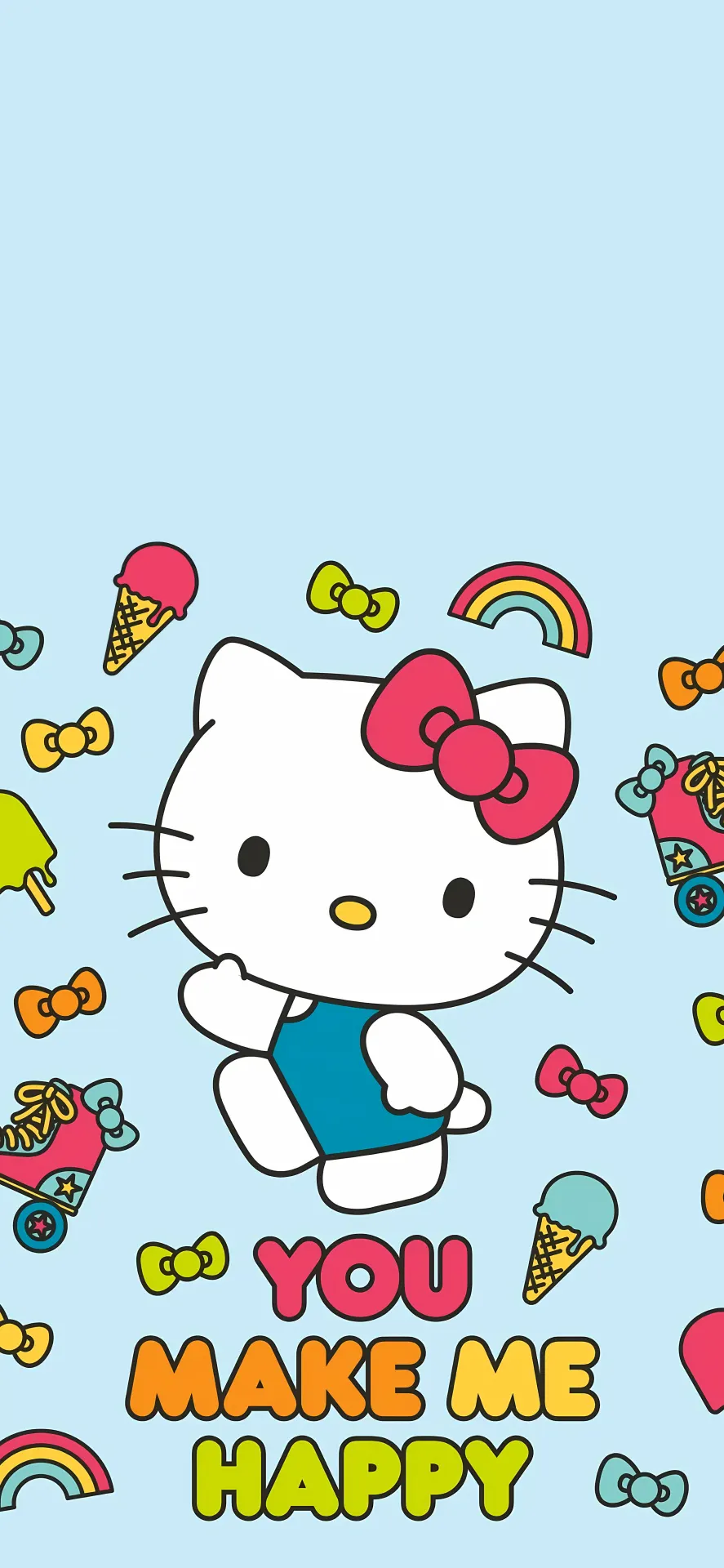 Cute Hello Kitty Wallpaper with Ice Cream, Rainbows and Happy Kawaii Vibes