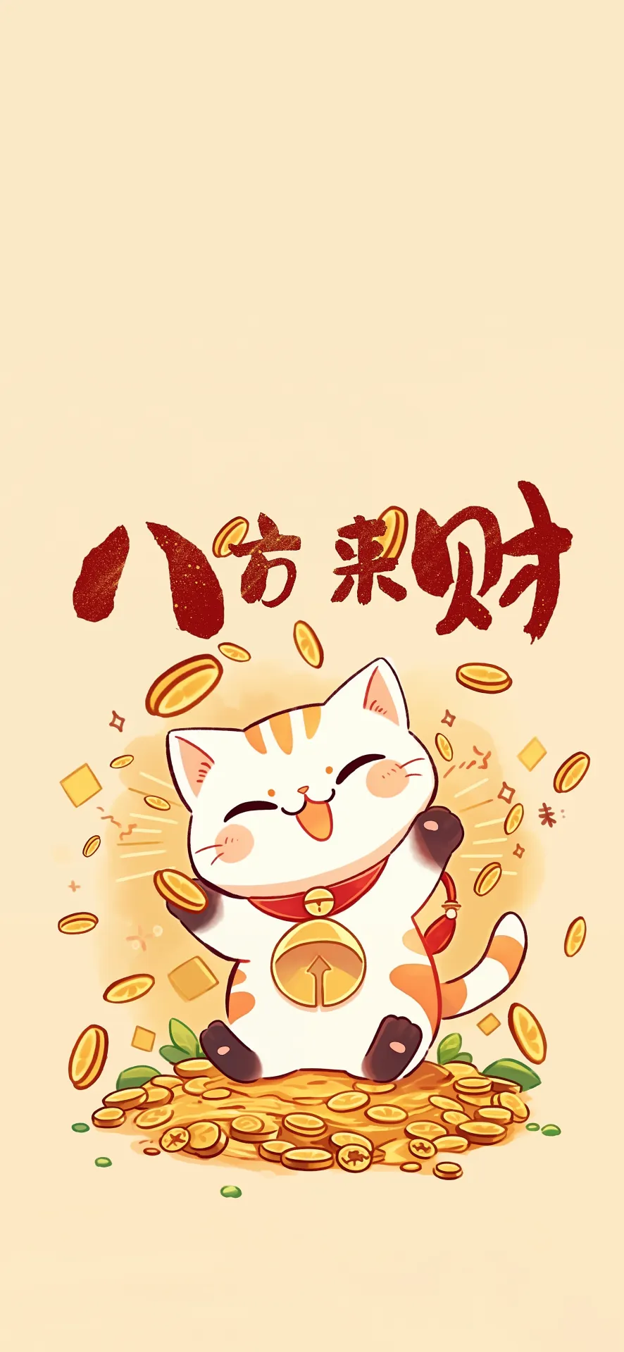 Lucky Money Cat Wallpaper – Cute Maneki Neko Fortune Cat
