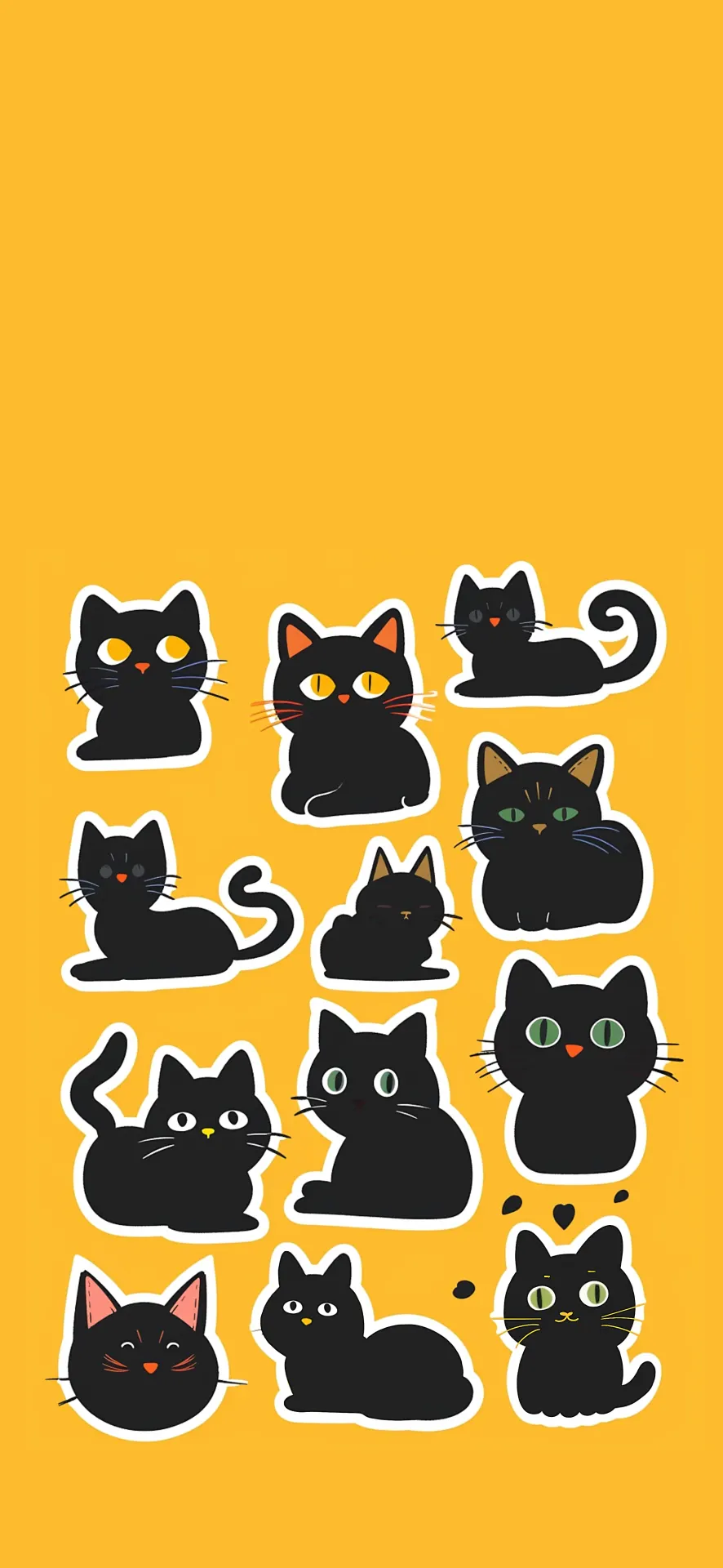 Cute Black Cat Wallpaper – Kawaii Black Cat Sticker Collection