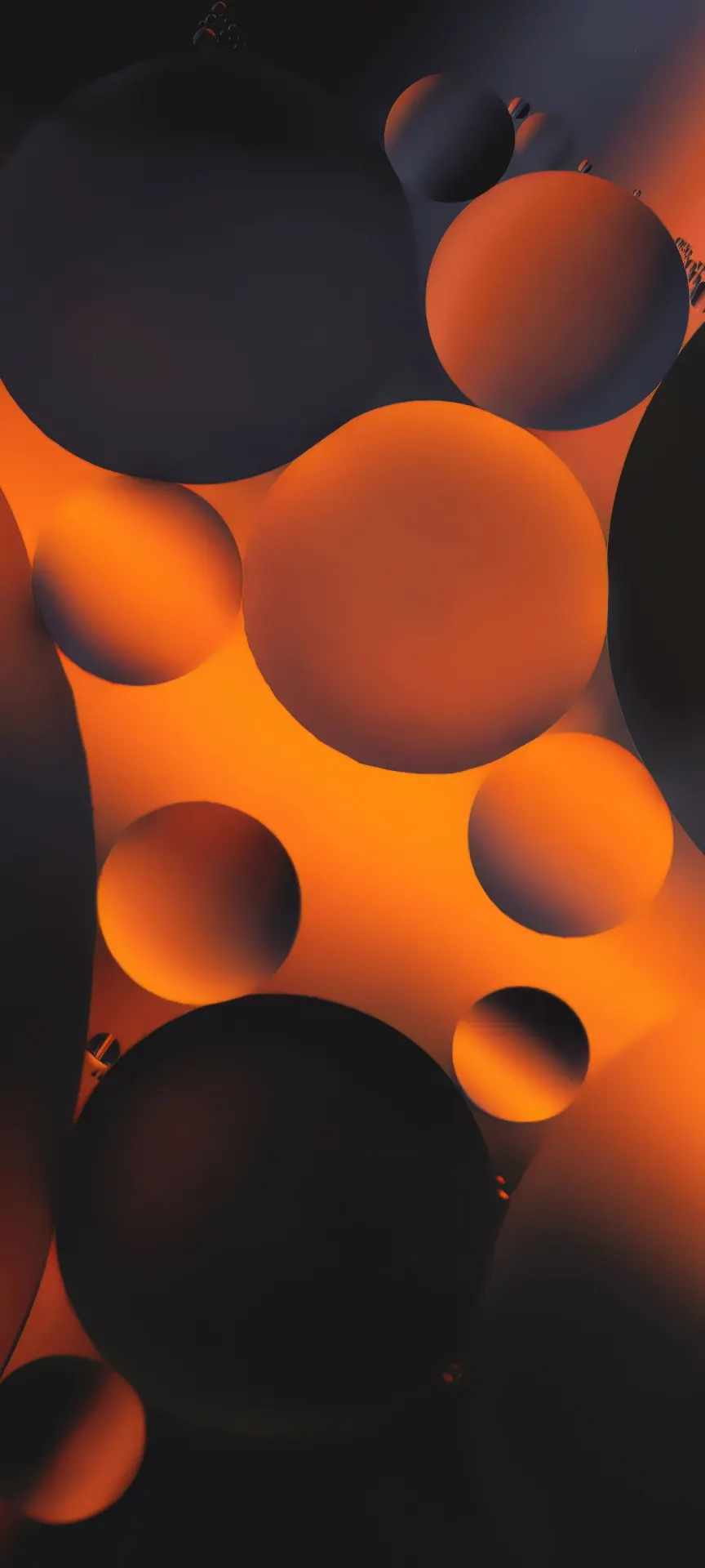 Orange and Black Floating Spheres Wallpaper