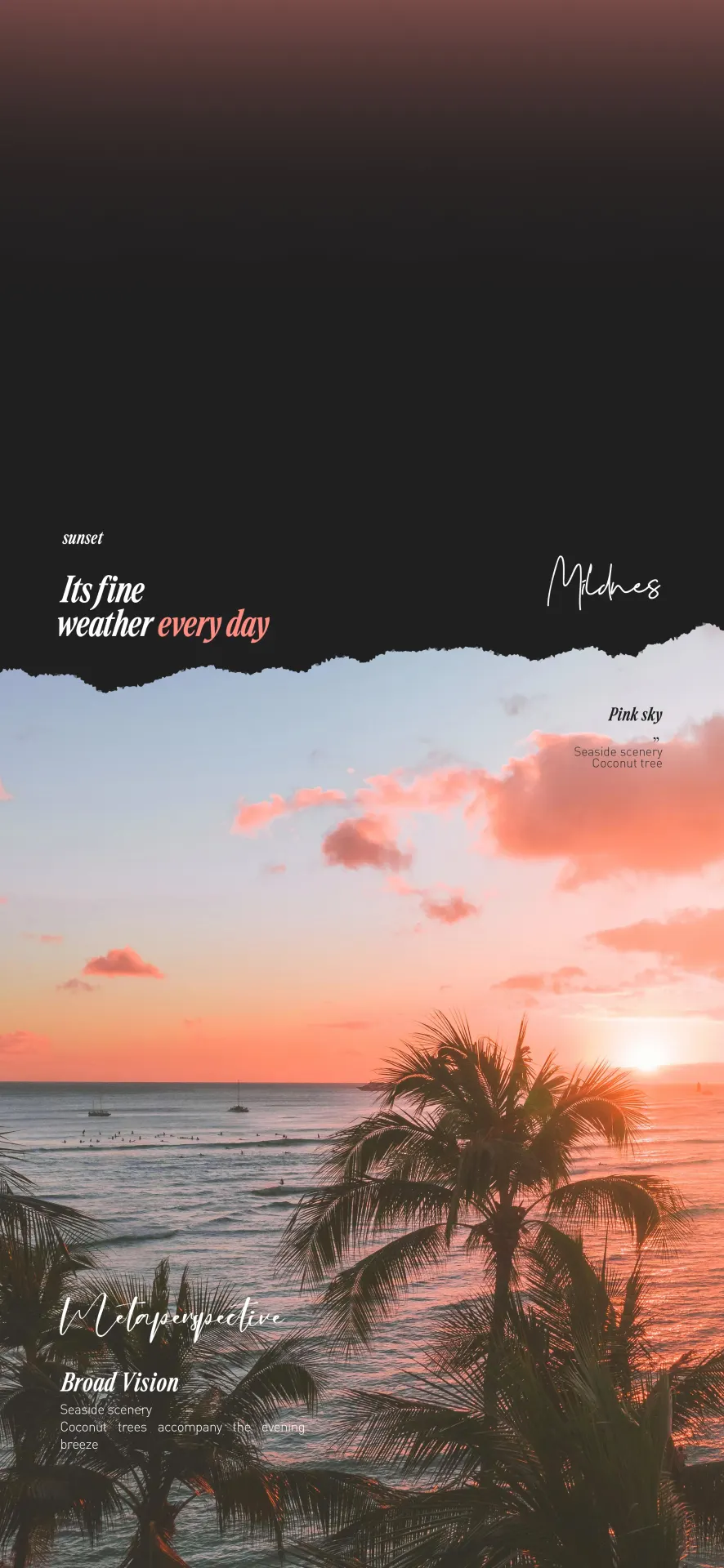 Pink Sky Tropical Sunset Beach Wallpaper