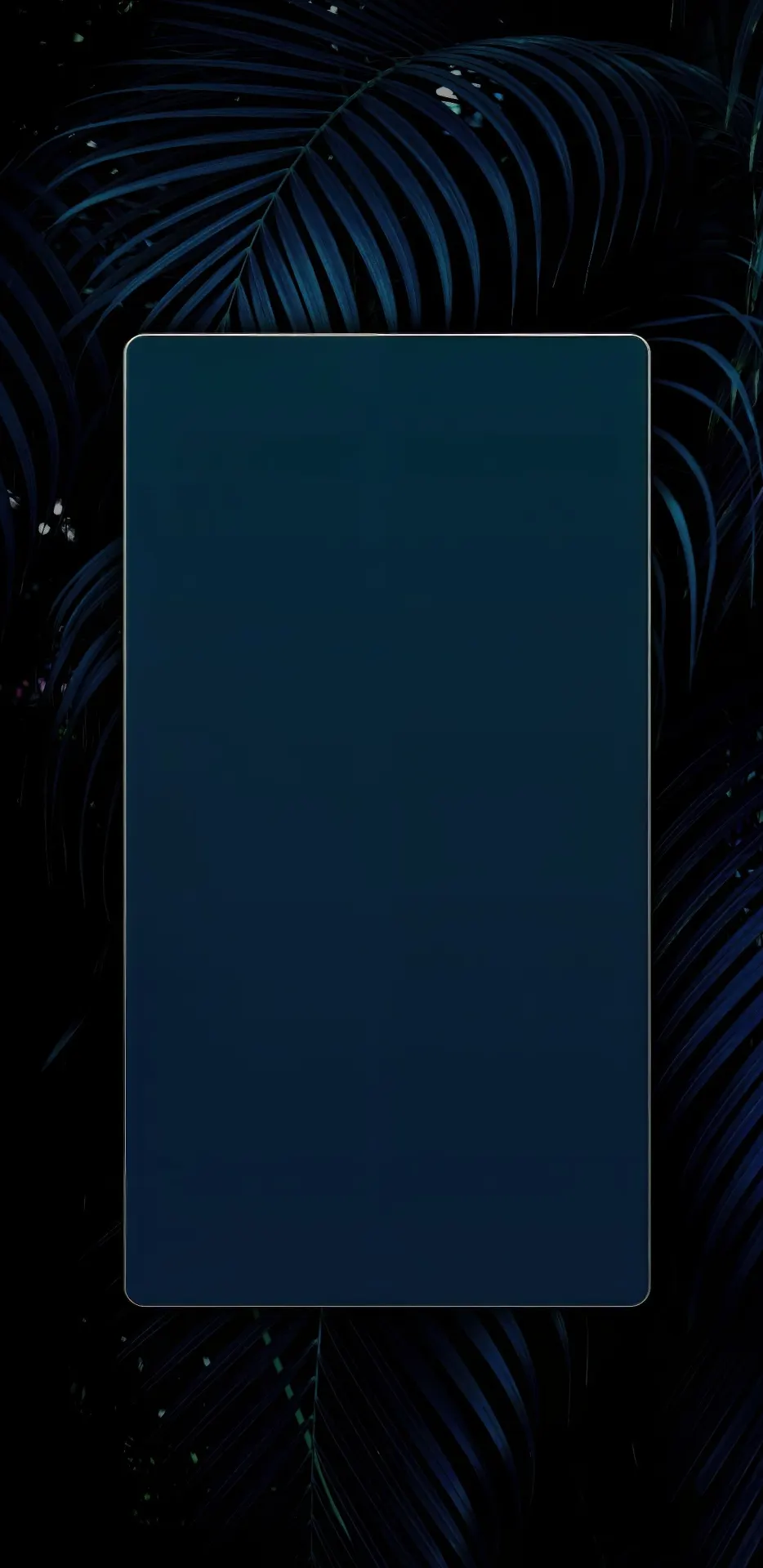 Dark Tropical Leaves with Blue Frame Wallpaper