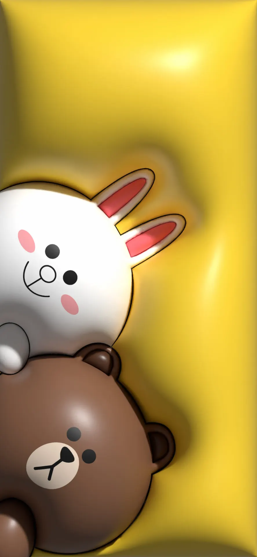 Cony and Brown LINE FRIENDS 3D Yellow Wallpaper