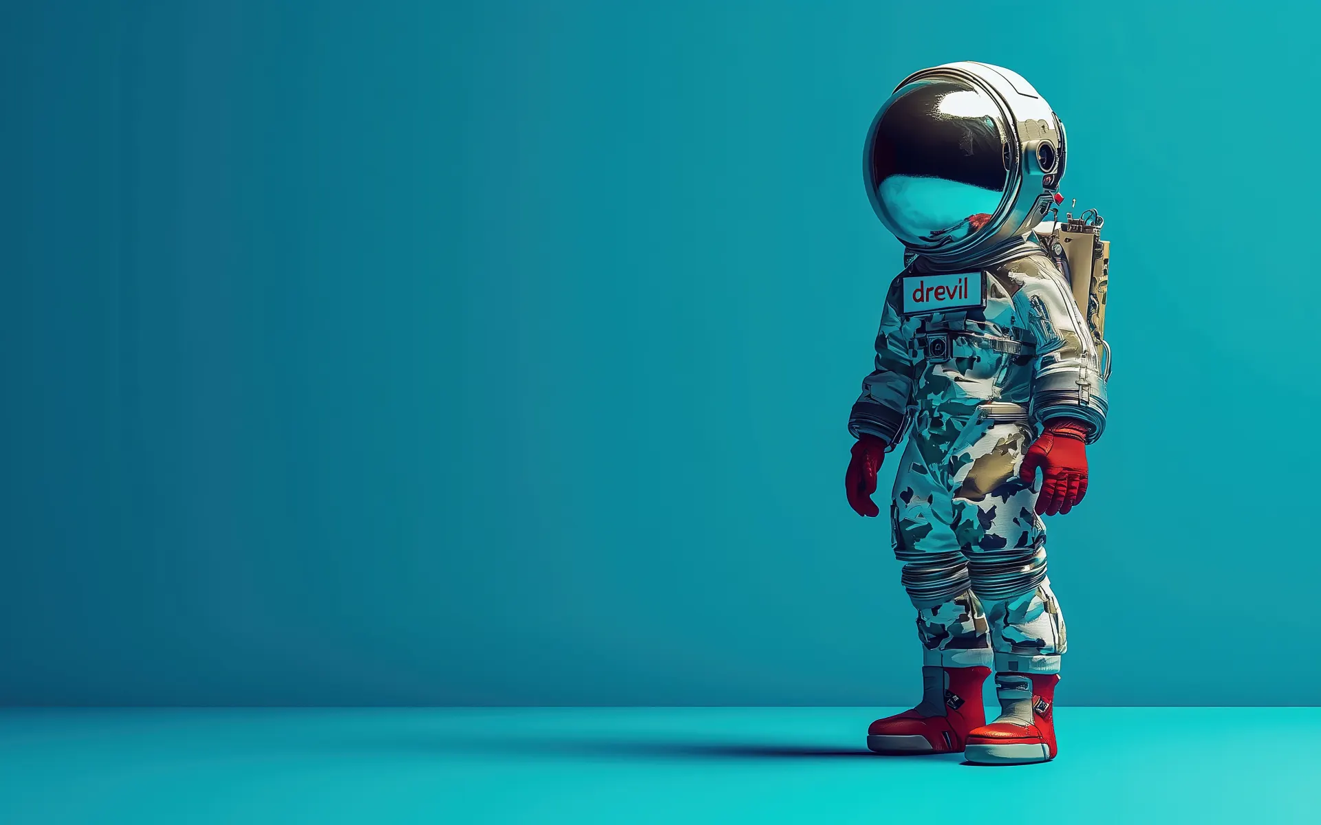 Lone Astronaut Teal Minimalist Wallpaper