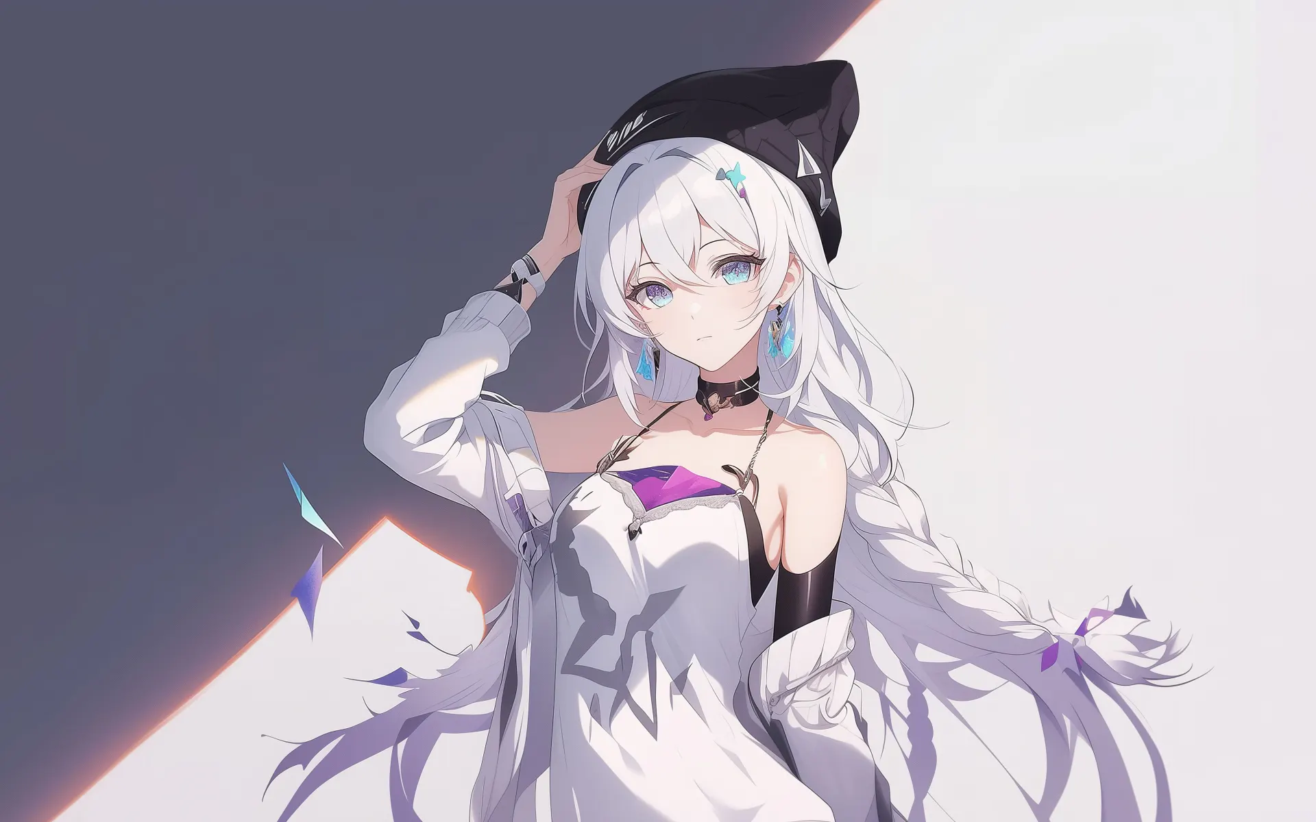 Firefly White-Haired Anime Girl Wallpaper