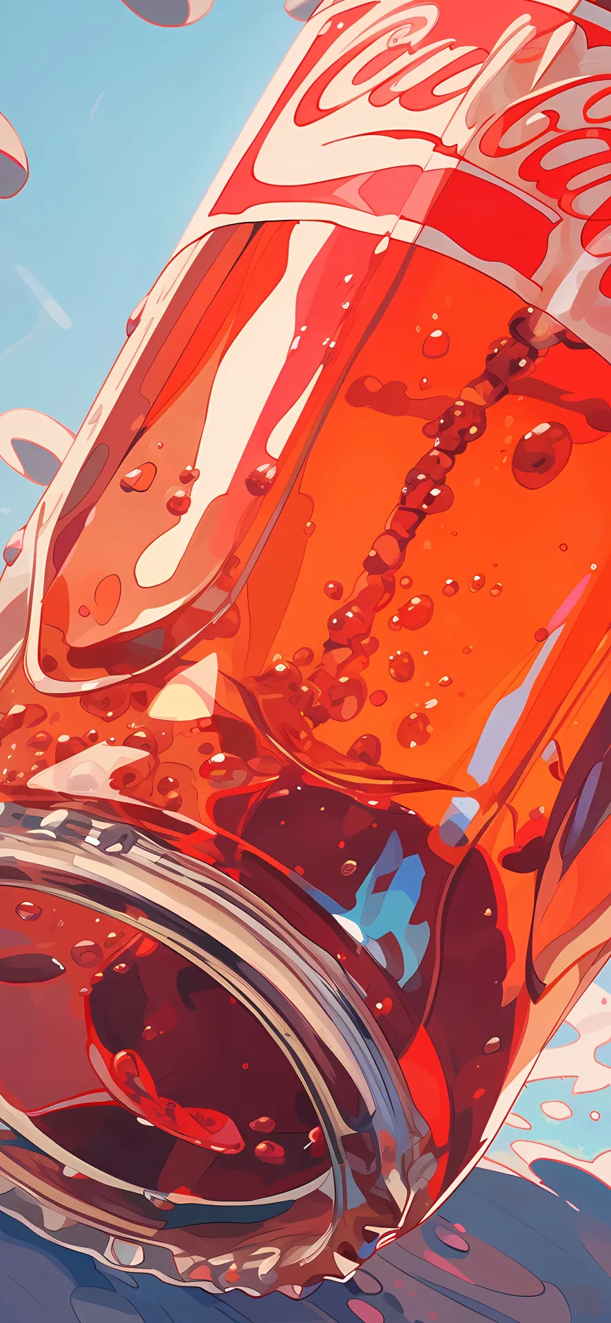 Coca-Cola Can Splashing in Fizzy Soda Wallpaper