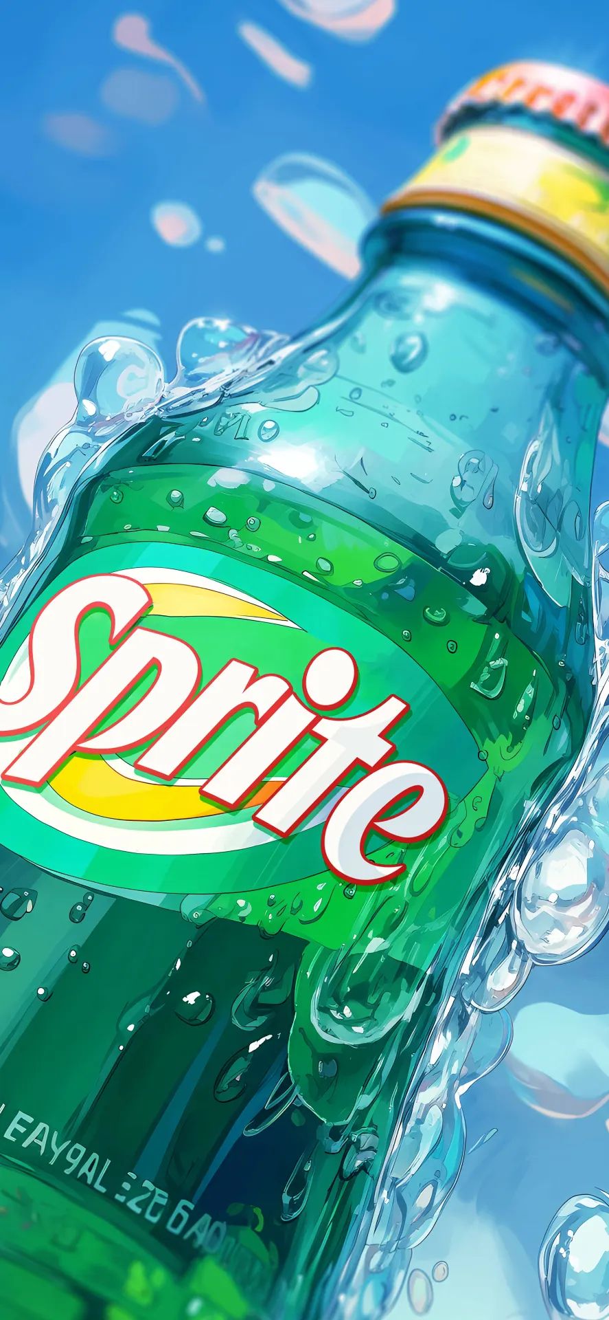 Chilled Sprite Bottle with Splashing Water Wallpaper