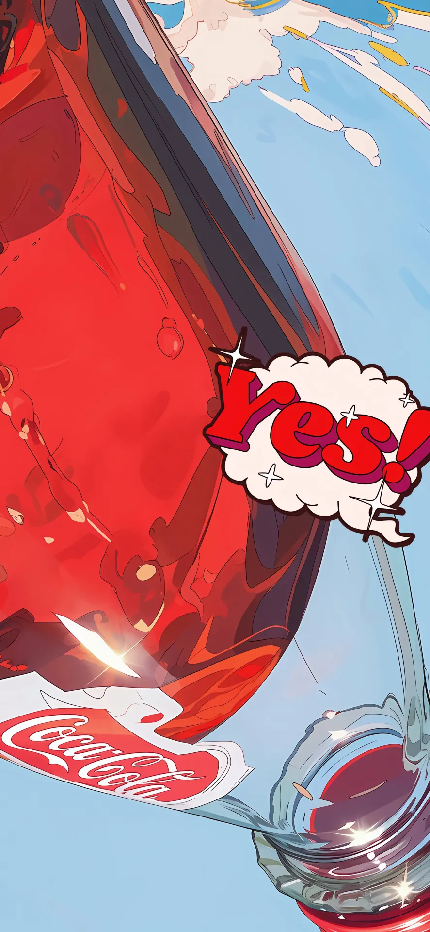 Coca-Cola Bottle with Colorful “Yes!” Pop Art Wallpaper