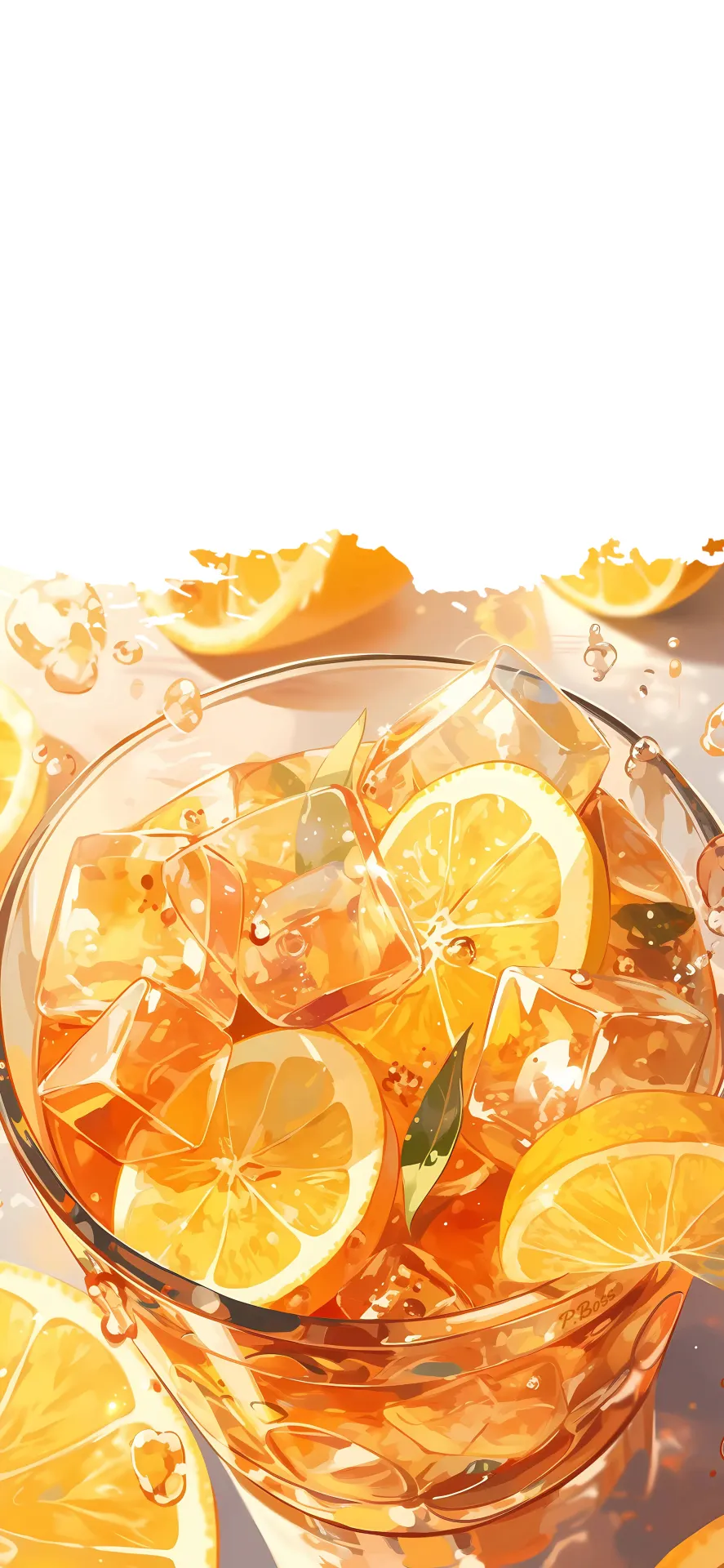 Refreshing Iced Lemon Tea with Citrus Slices Wallpaper