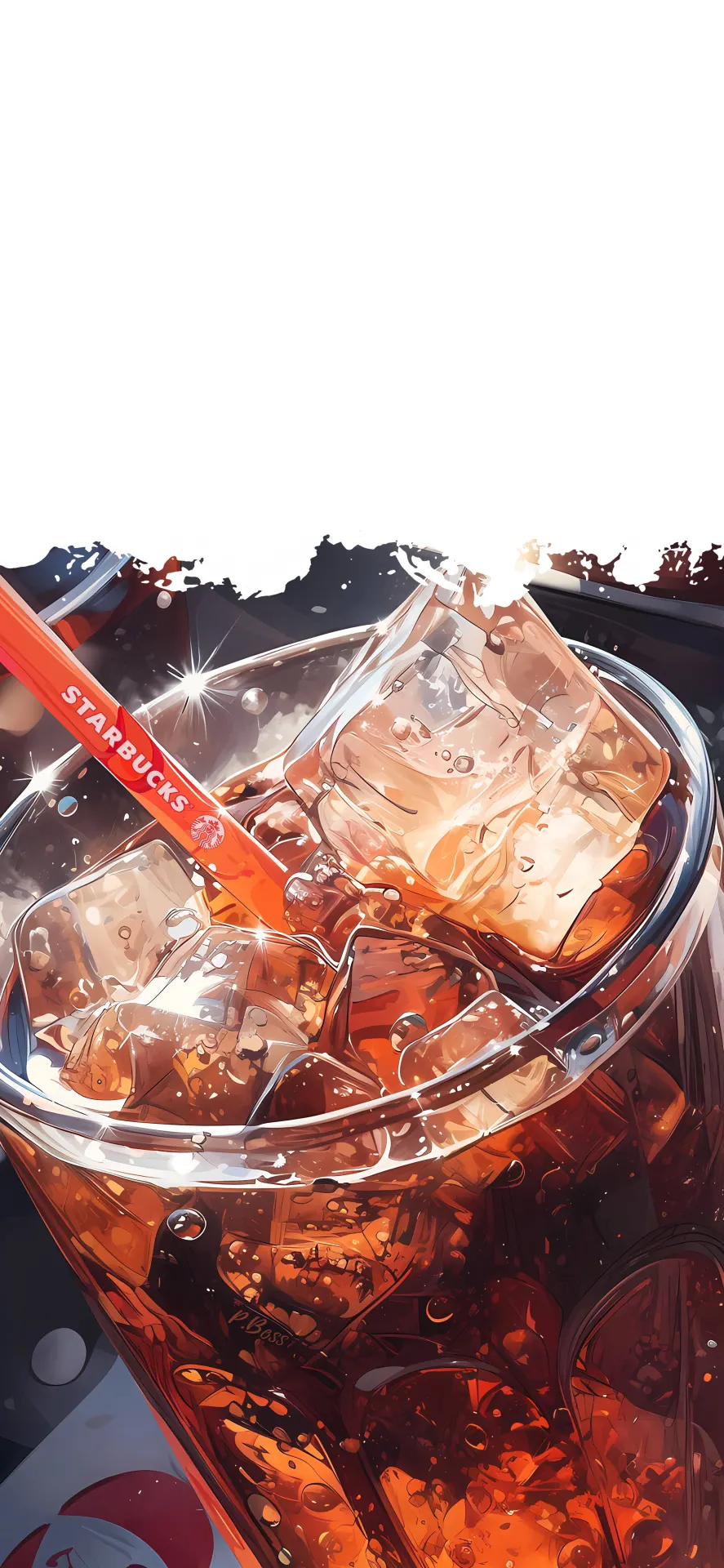 Iced Starbucks Cola Drink with Sparkling Ice Cubes Wallpaper