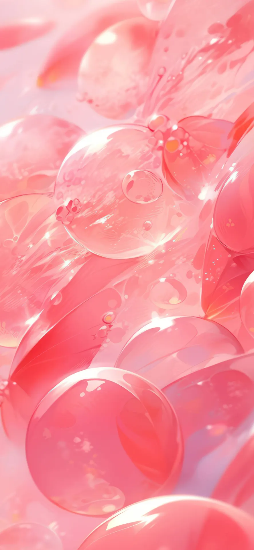 Dreamy Pink Bubbles and Flower Petals Wallpaper