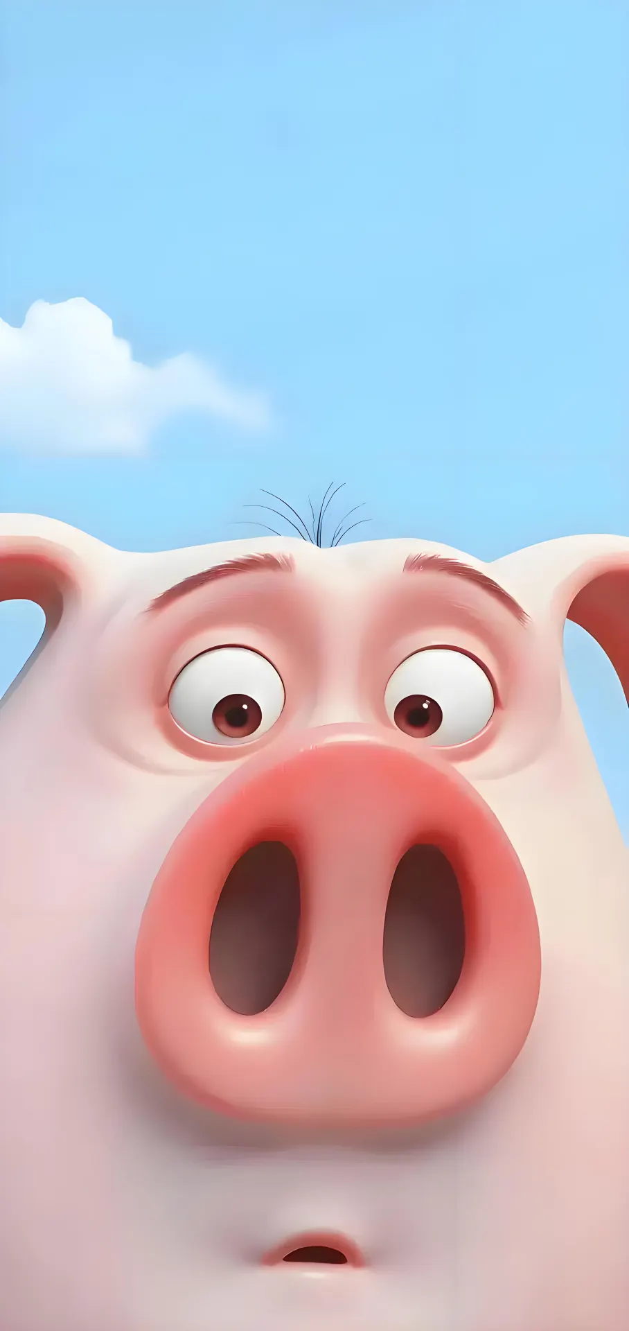 Surprised Pink Pig Close-Up Phone Wallpaper