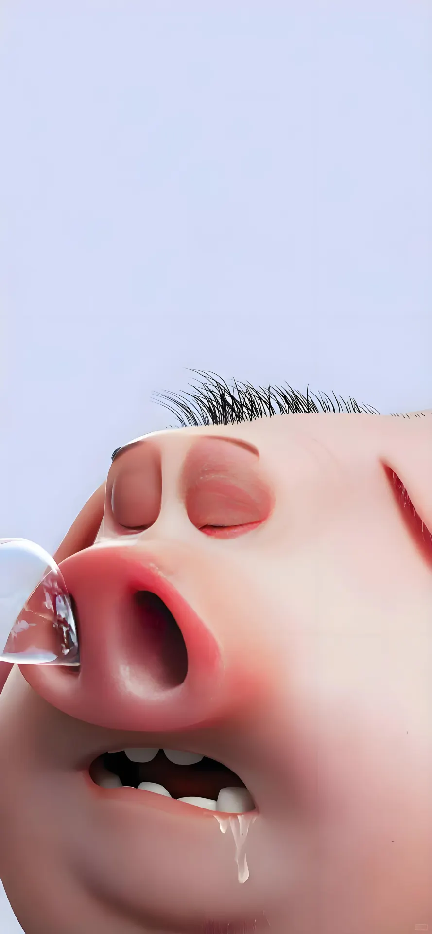 Sleeping Pink Pig with Snot Bubble Phone Wallpaper