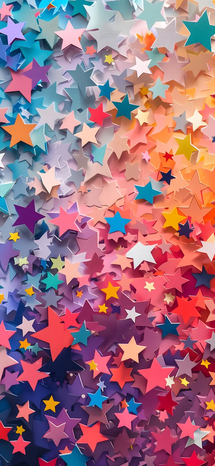 Colorful Layered Stars Paper Art Wallpaper