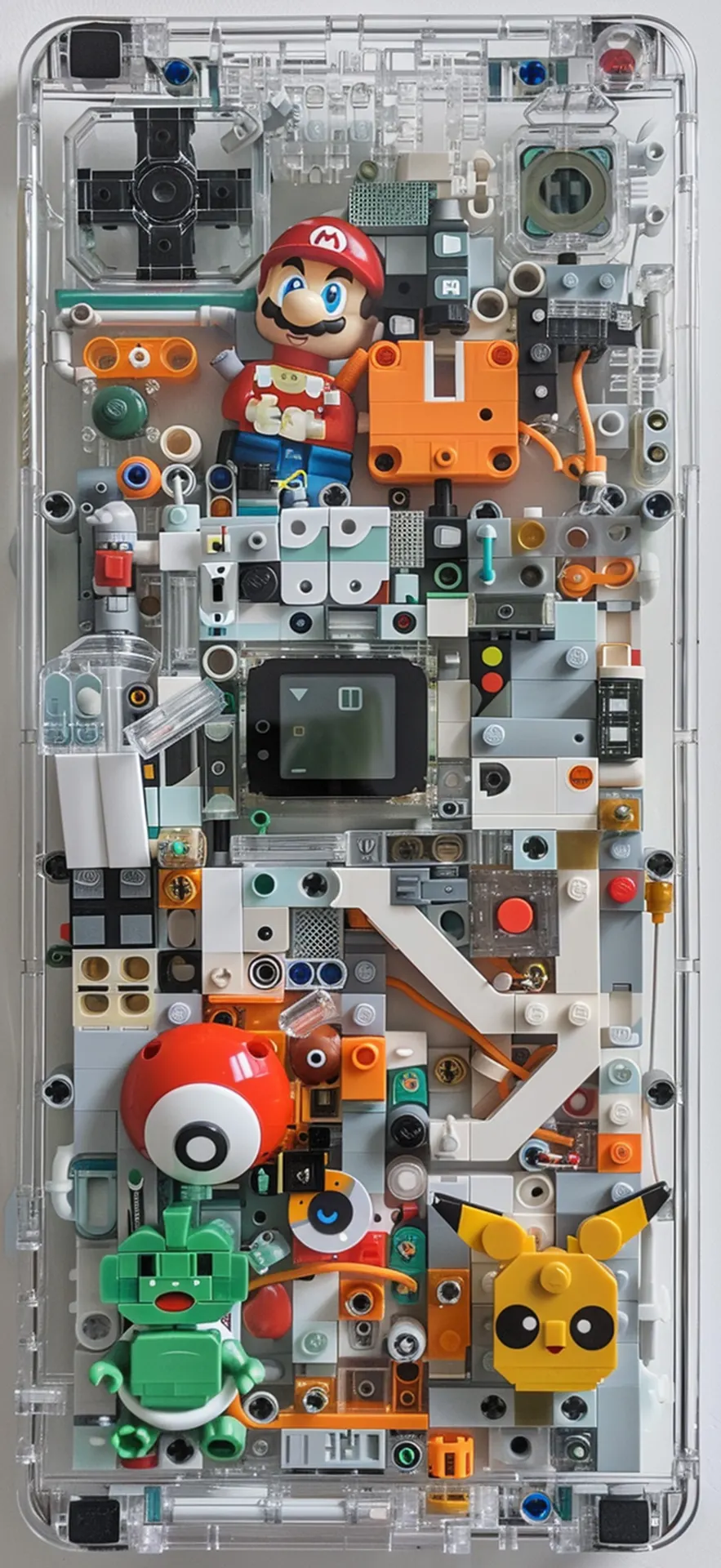 LEGO Mario Pikachu and Yoshi Mechanical Phone Wallpaper