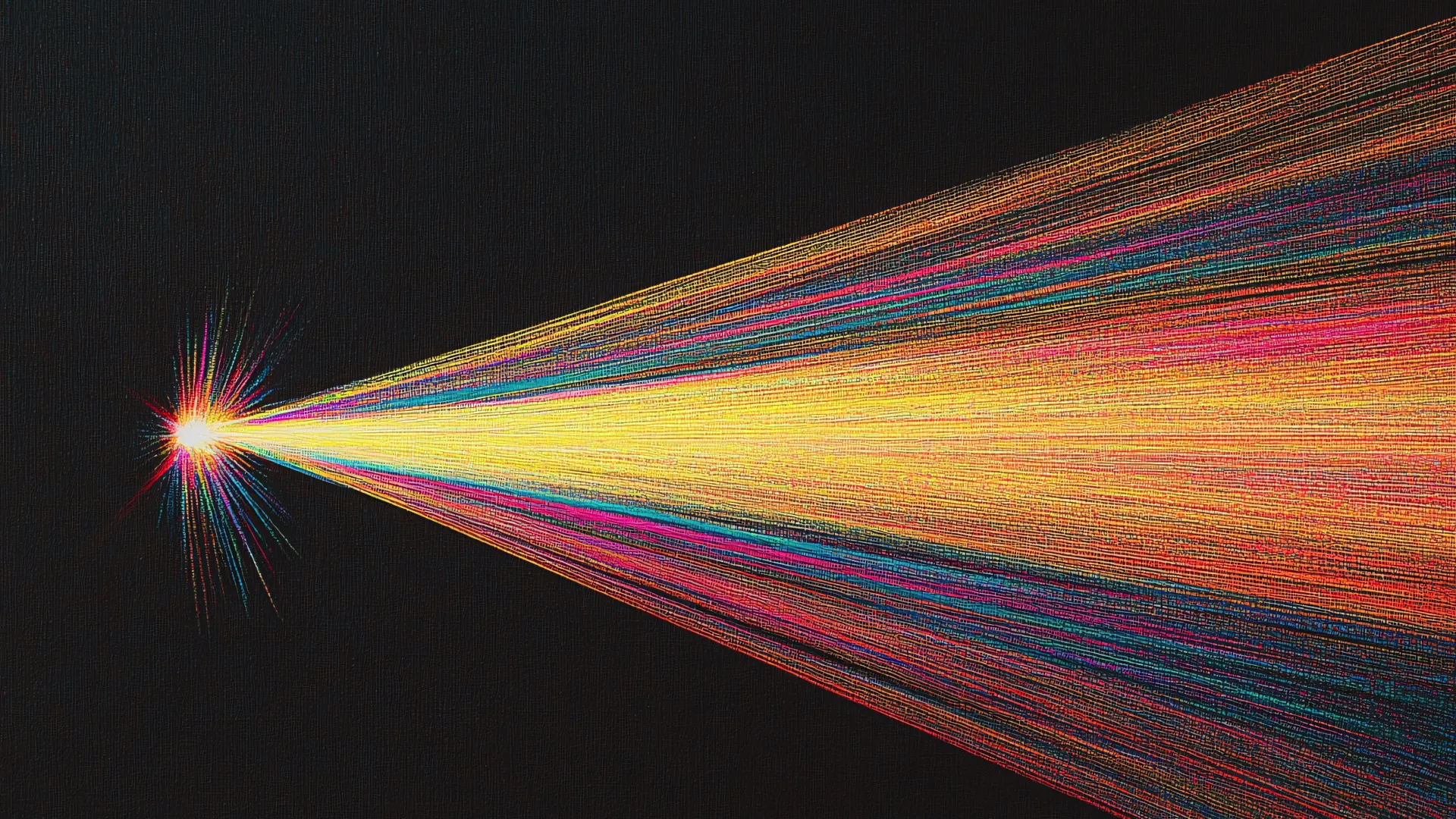 Colorful Light Rays on Black Background Wallpaper