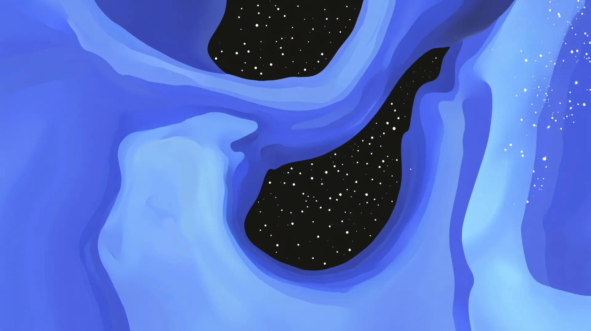 Blue Cosmic Caverns Abstract Wallpaper