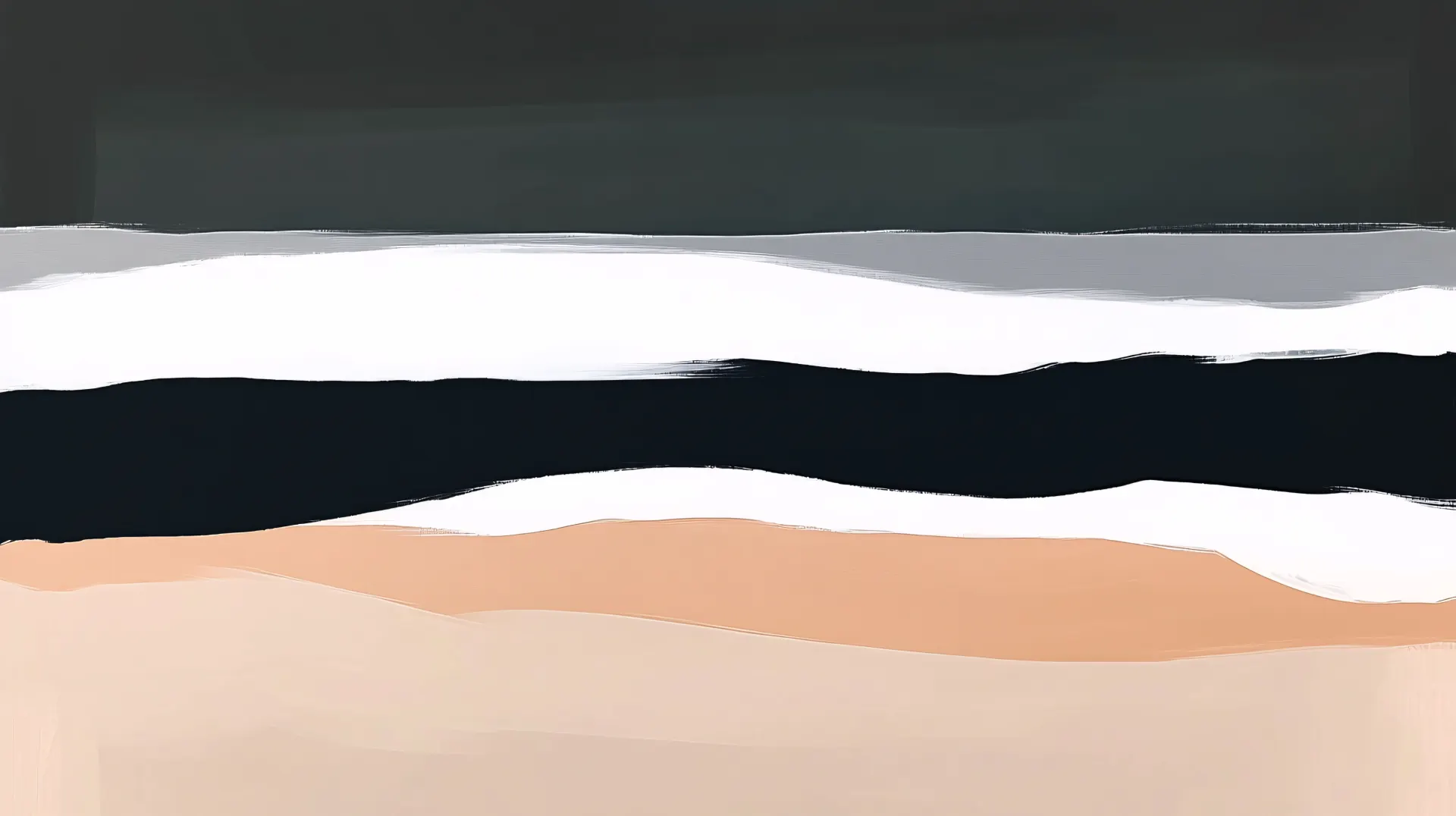 Black White and Beige Layered Waves Abstract Wallpaper
