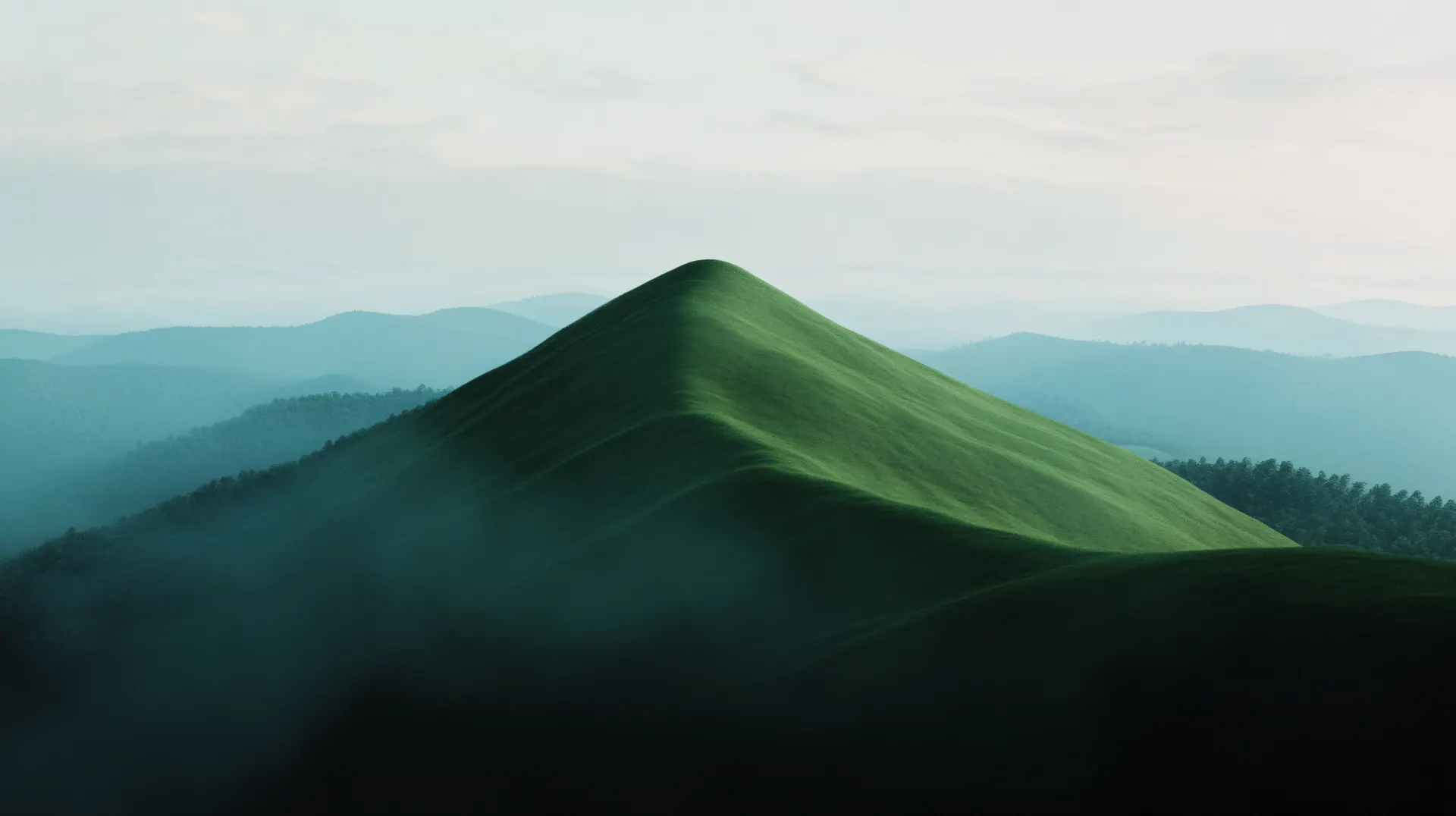 Green Rolling Hill Minimalist Landscape Wallpaper