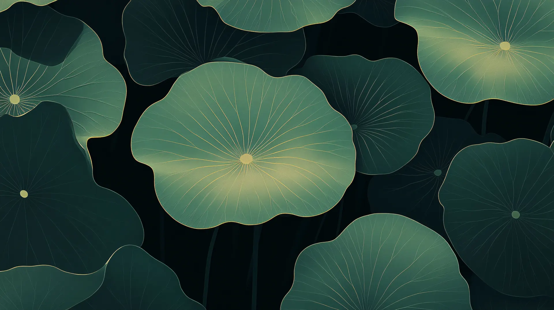 Elegant Green Lotus Leaves Abstract Wallpaper