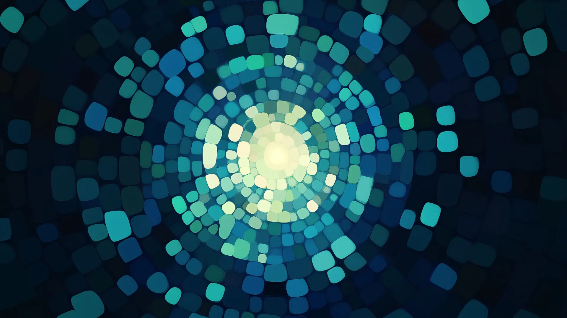 Glowing Blue Mosaic Tunnel Abstract Wallpaper