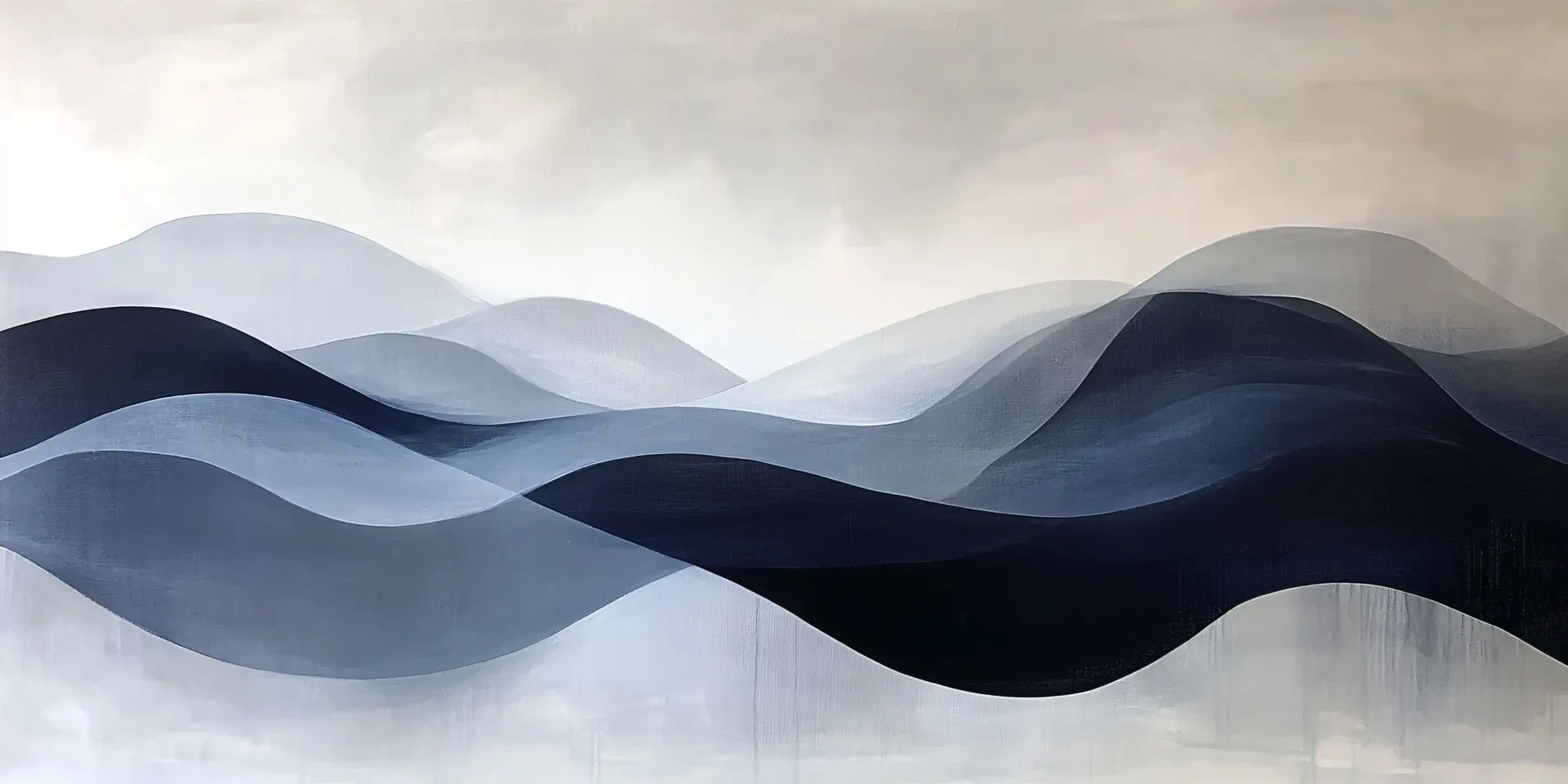 Layered Blue Mountain Waves Abstract Wallpaper