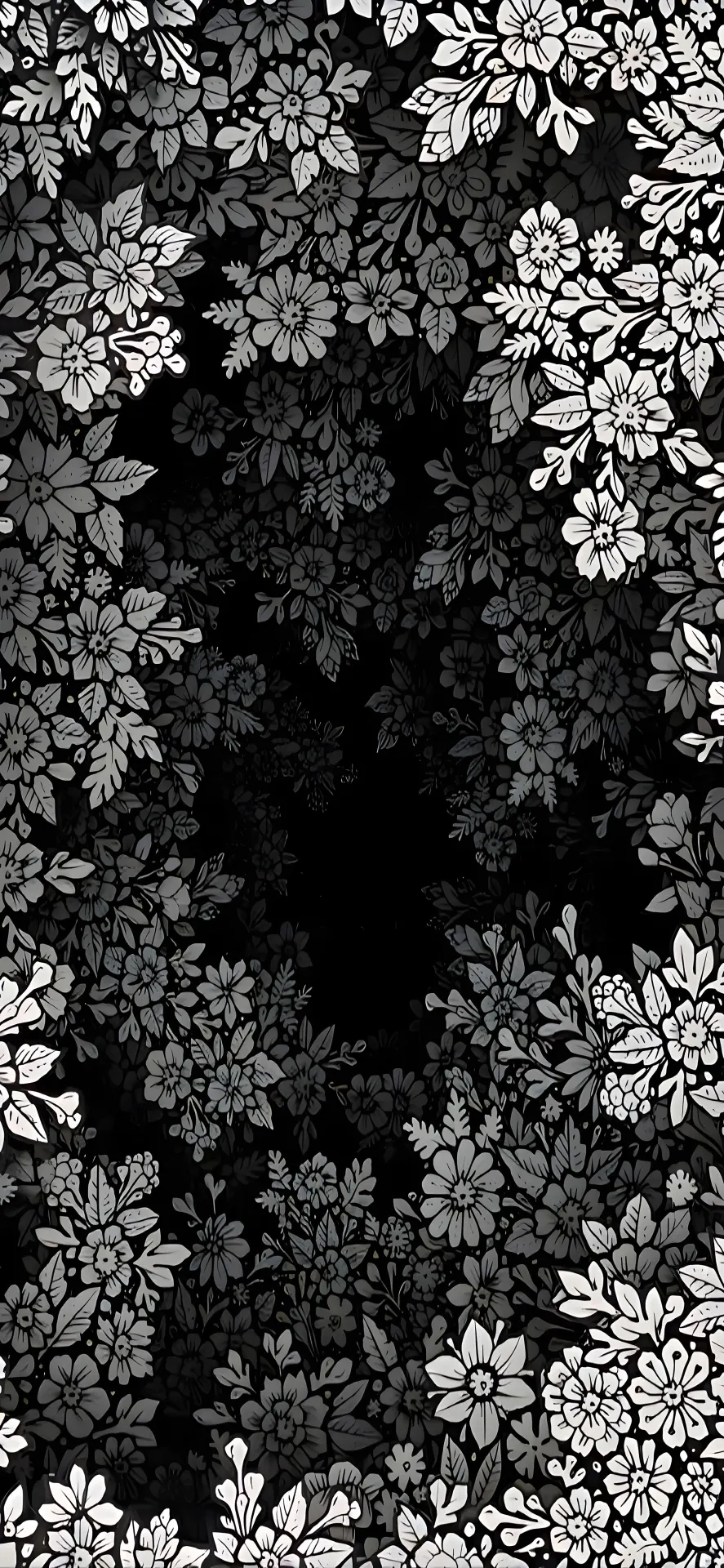 Black and White Floral Tunnel Wallpaper