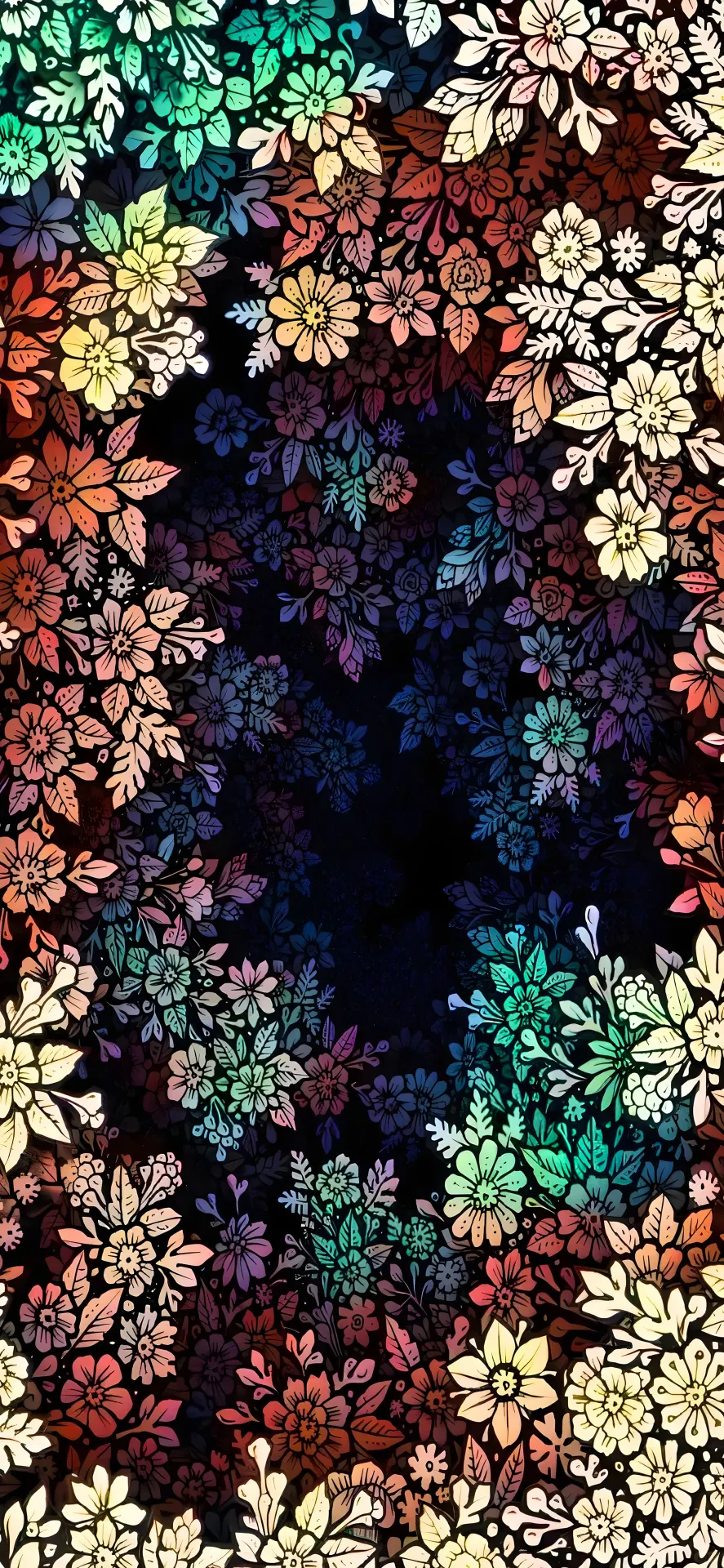 Colorful Floral Tunnel Illusion Wallpaper