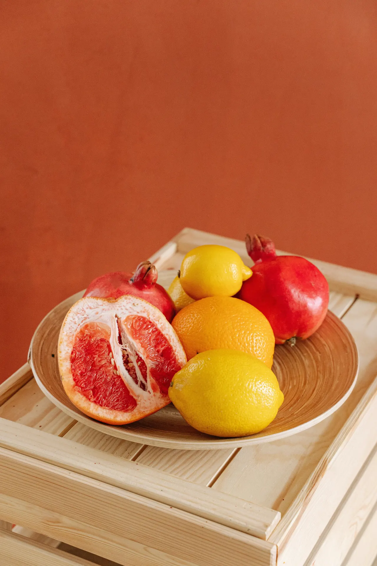 Citrus and Pomegranate Fruit Still Life Wallpaper