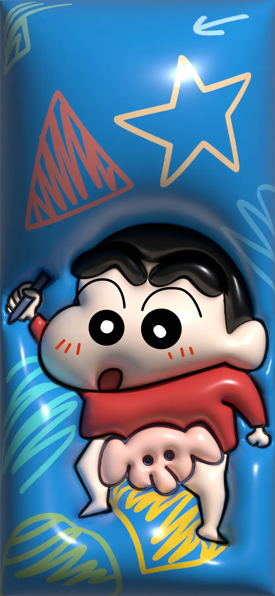 Crayon Shin-chan Blue Doodle Cartoon Wallpaper