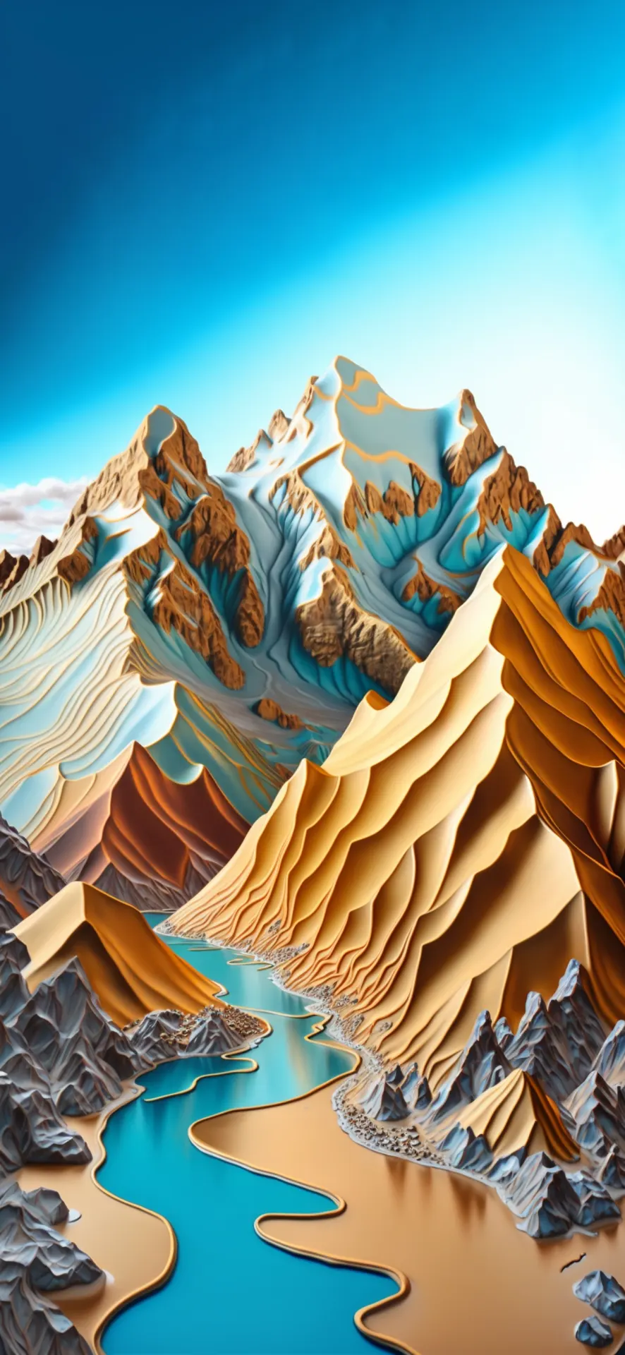 Turquoise Mountain Valley Landscape Wallpaper