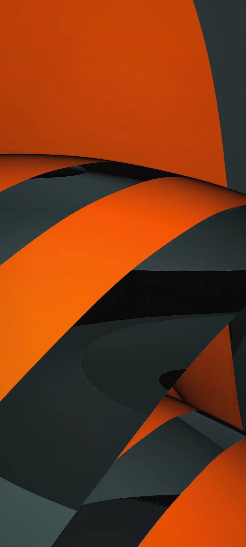 Orange and Charcoal Geometric Layers Wallpaper
