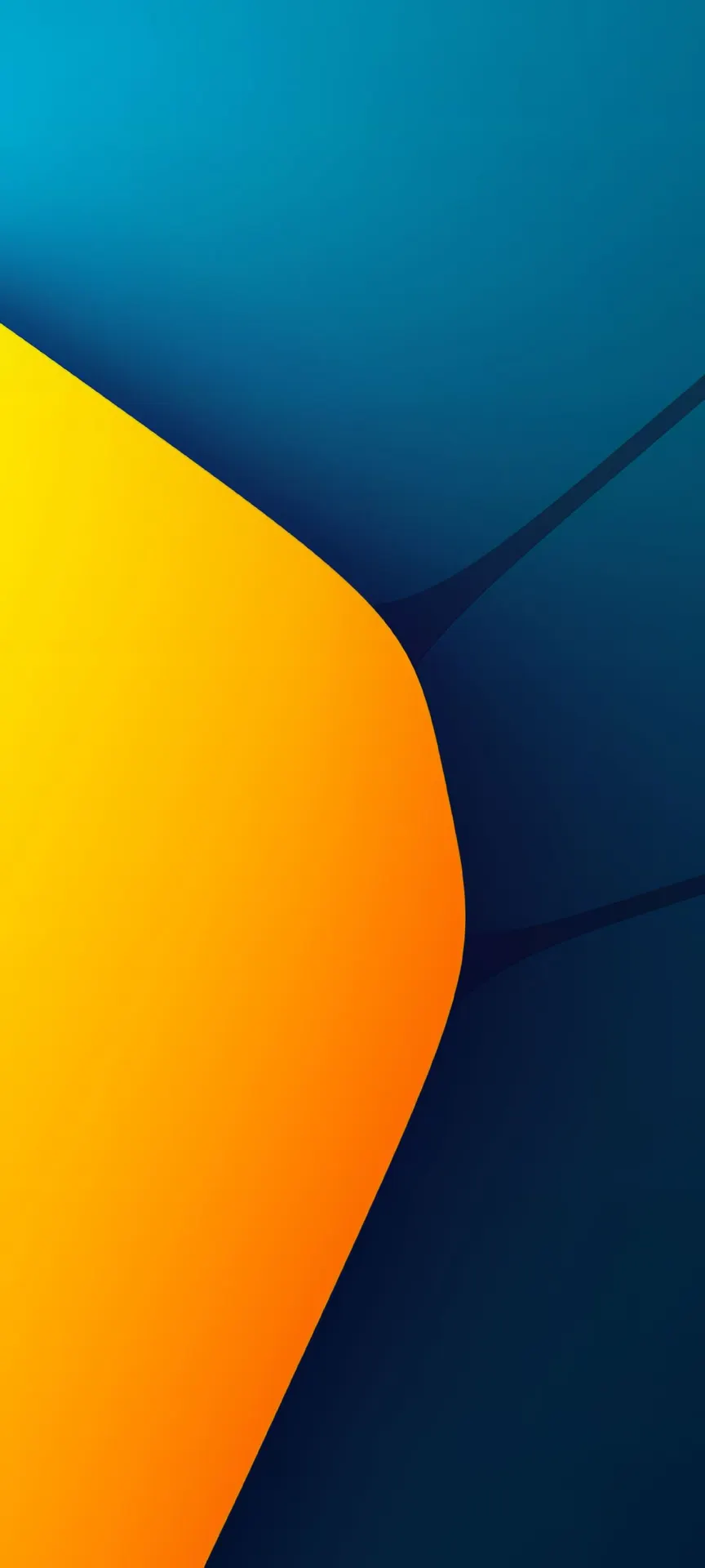 Yellow Orange and Blue Abstract Curves Wallpaper