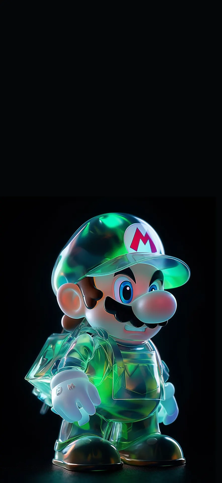 Super Mario Neon Green Iridescent 3D Wallpaper