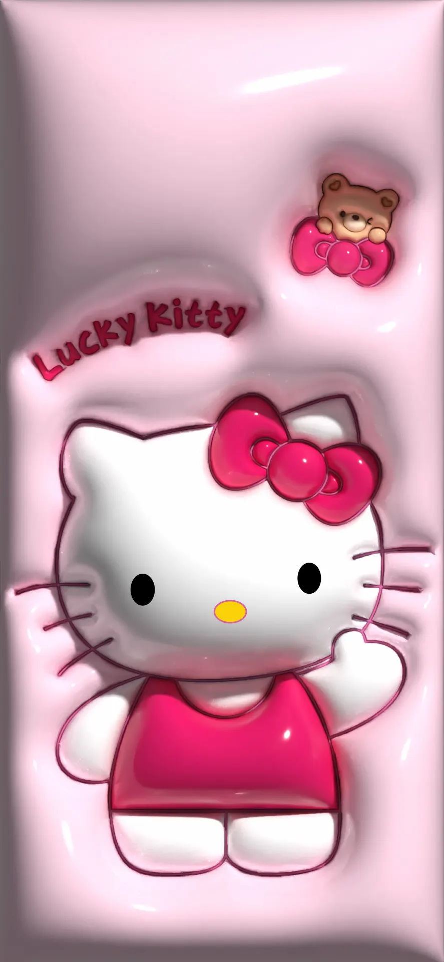Hello Kitty Pink Glossy 3D Cute Wallpaper