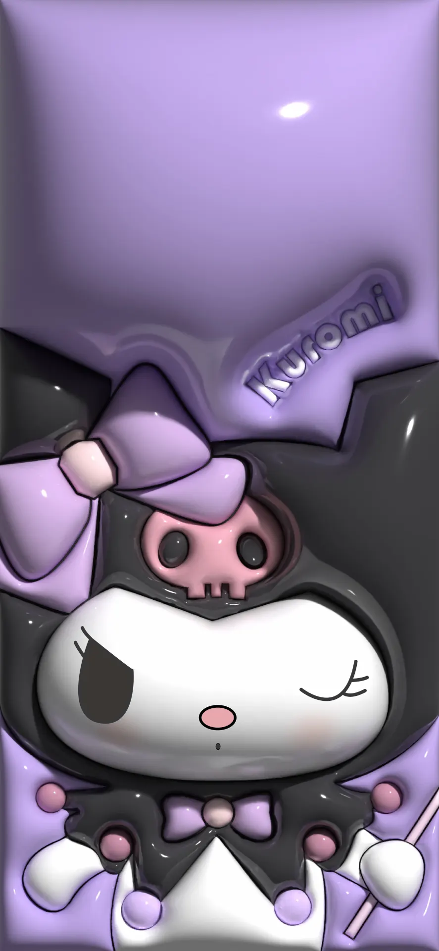 Kuromi Purple Gothic Glossy 3D Wallpaper