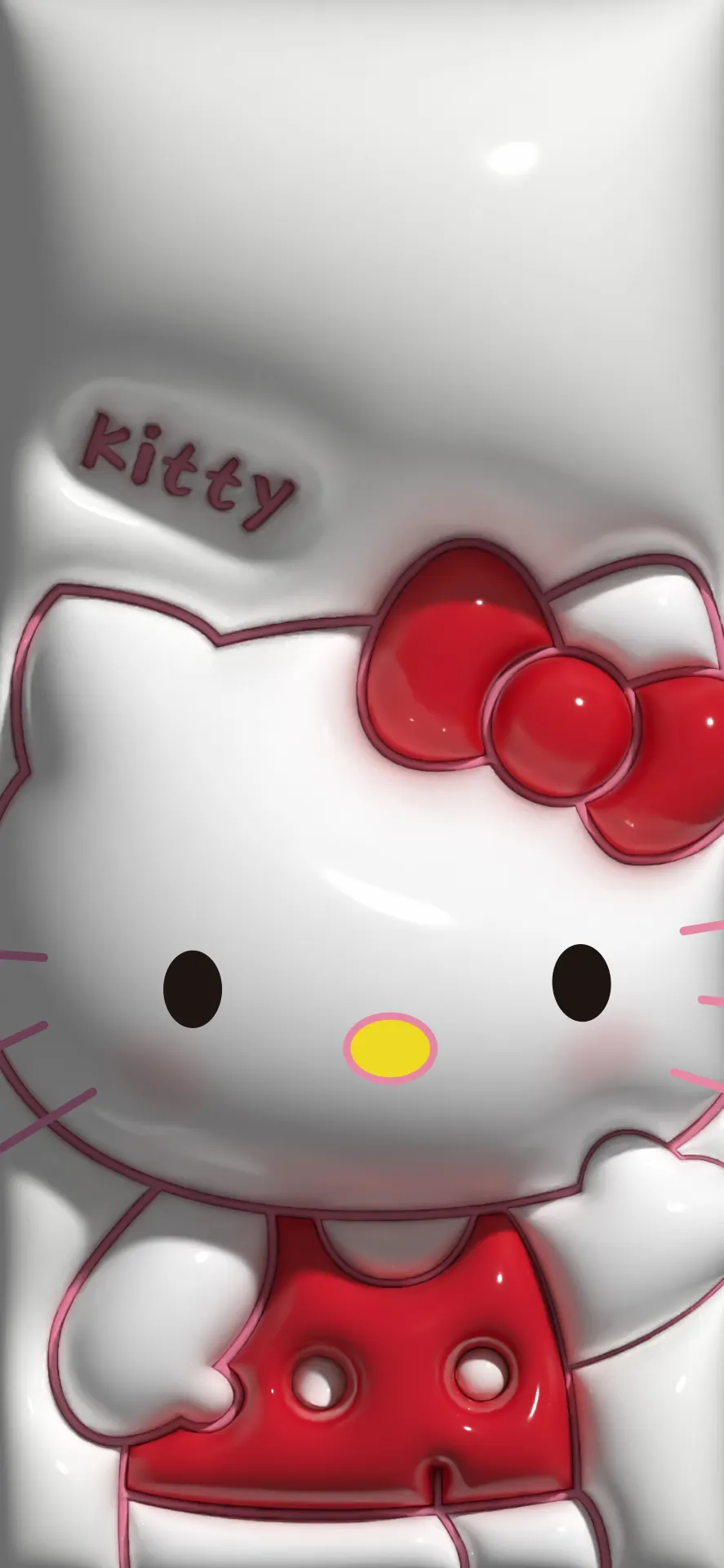 Hello Kitty Red Bow Glossy 3D Cute Wallpaper
